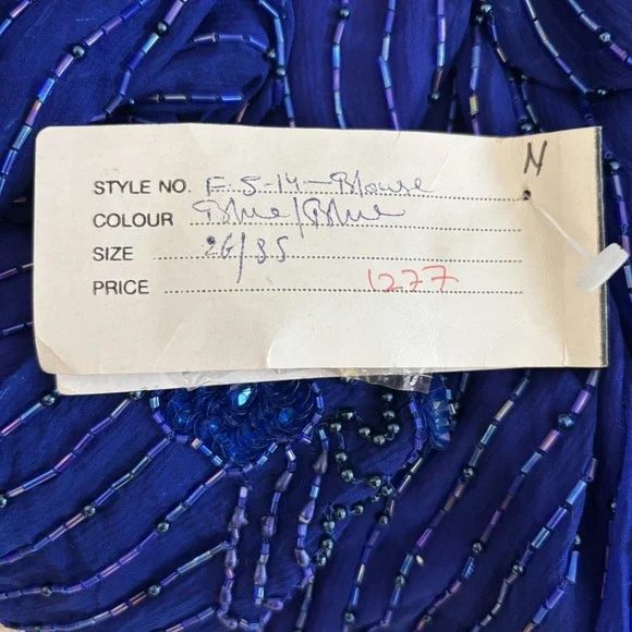 Vintage 80s 100% Silk Beaded Sequin Top Women 26 Long Sleeve Party Cocktail VTG - Picture 13 of 15